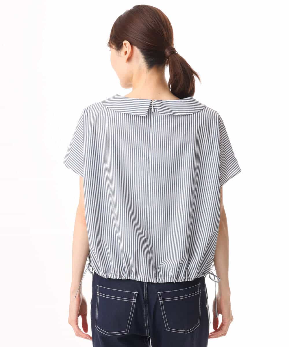 FKBGD60150 MK MICHEL KLEIN(MK ミッシェルクラン) [接触冷感/洗える]ロールネック ギャザースリーブブラウス(半袖) ネイビー