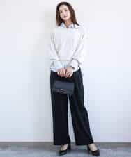 FKBGE27140 MK MICHEL KLEIN(MK ミッシェルクラン) コットン混ベーシックシャツ（ストライプ）/接触冷感/防シワ/洗える ライトブルー