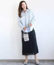 FKBGE27140 MK MICHEL KLEIN(MK ミッシェルクラン) コットン混ベーシックシャツ（ストライプ）/接触冷感/防シワ/洗える ライトブルー