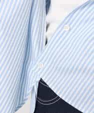 FKBGE27140 MK MICHEL KLEIN(MK ミッシェルクラン) コットン混ベーシックシャツ（ストライプ）/接触冷感/防シワ/洗える ライトブルー