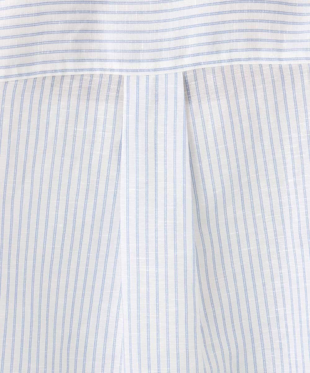 FKBGE47150 MK MICHEL KLEIN(MK ミッシェルクラン) [接触冷感/洗える]リネン混ストライプシャツブラウス ホワイト×ライトブルー