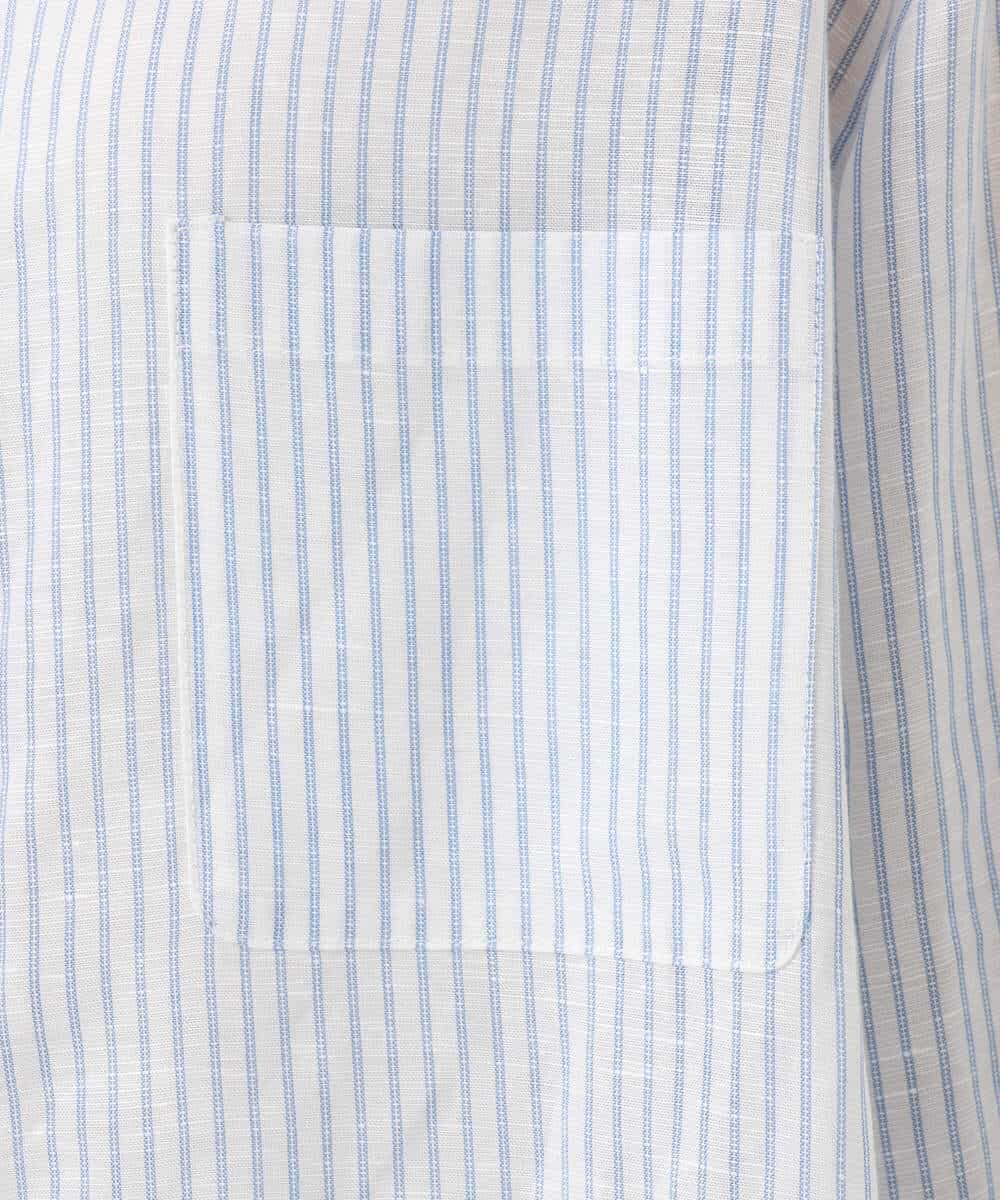 FKBGE47150 MK MICHEL KLEIN(MK ミッシェルクラン) [接触冷感/洗える]リネン混ストライプシャツブラウス ホワイト×ライトブルー