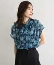 FKBGF05140 MK MICHEL KLEIN(MK ミッシェルクラン) [洗える]前後2way/更紗プリント花柄シフォンブラウス ベージュ