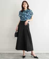 FKBGF05140 MK MICHEL KLEIN(MK ミッシェルクラン) [洗える]前後2way/更紗プリント花柄シフォンブラウス ベージュ