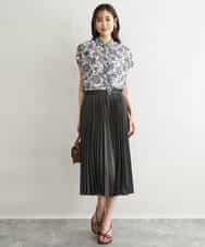 FKBGF05140 MK MICHEL KLEIN(MK ミッシェルクラン) [洗える]前後2way/更紗プリント花柄シフォンブラウス ベージュ