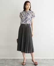 FKBGF05140 MK MICHEL KLEIN(MK ミッシェルクラン) [洗える]前後2way/更紗プリント花柄シフォンブラウス ベージュ