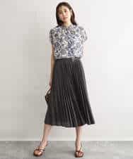 FKBGF05140 MK MICHEL KLEIN(MK ミッシェルクラン) [洗える]前後2way/更紗プリント花柄シフォンブラウス ベージュ