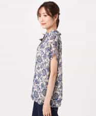 FKBGF05140 MK MICHEL KLEIN(MK ミッシェルクラン) [洗える]前後2way/更紗プリント花柄シフォンブラウス ベージュ