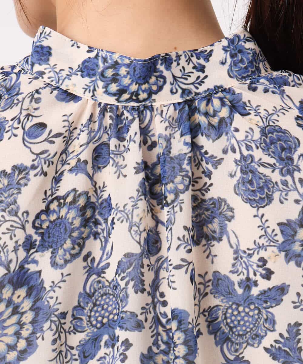 FKBGF05140 MK MICHEL KLEIN(MK ミッシェルクラン) [洗える]前後2way/更紗プリント花柄シフォンブラウス ベージュ