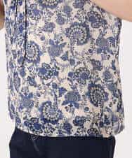 FKBGF05140 MK MICHEL KLEIN(MK ミッシェルクラン) [洗える]前後2way/更紗プリント花柄シフォンブラウス ベージュ