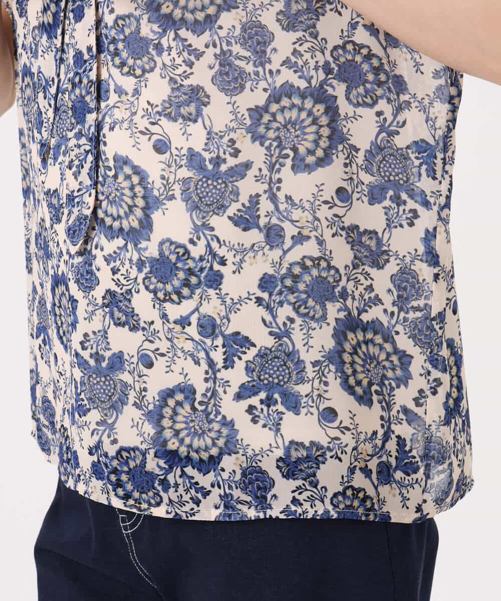 FKBGF05140 MK MICHEL KLEIN(MK ミッシェルクラン) [洗える]前後2way/更紗プリント花柄シフォンブラウス ベージュ