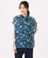 FKBGF05140 MK MICHEL KLEIN(MK ミッシェルクラン) [洗える]前後2way/更紗プリント花柄シフォンブラウス ベージュ