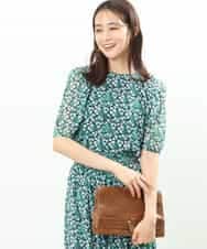 FKBGS06130 MK MICHEL KLEIN(MK ミッシェルクラン) 小花柄シフォンブラウス/洗える グリーン