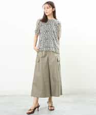FKBGS06130 MK MICHEL KLEIN(MK ミッシェルクラン) 小花柄シフォンブラウス/洗える グリーン