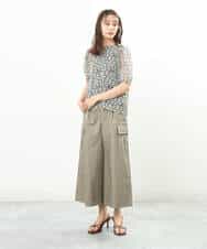 FKBGS06130 MK MICHEL KLEIN(MK ミッシェルクラン) 小花柄シフォンブラウス/洗える グリーン