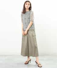 FKBGS06130 MK MICHEL KLEIN(MK ミッシェルクラン) 小花柄シフォンブラウス/洗える グリーン