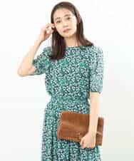 FKBGS06130 MK MICHEL KLEIN(MK ミッシェルクラン) 小花柄シフォンブラウス/洗える グリーン