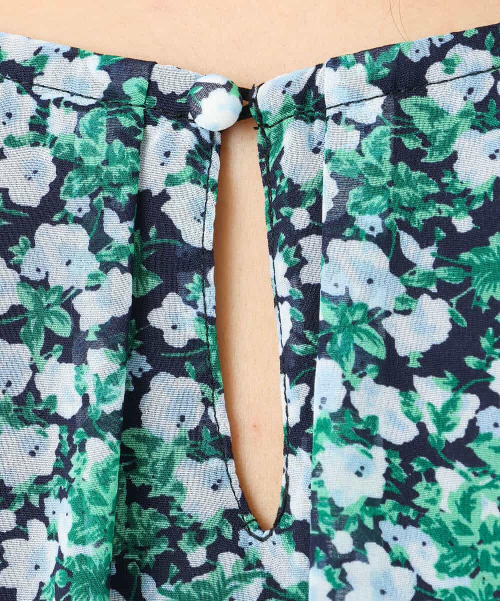FKBGS06130 MK MICHEL KLEIN(MK ミッシェルクラン) 小花柄シフォンブラウス/洗える グリーン