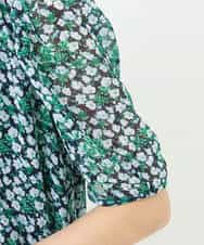 FKBGS06130 MK MICHEL KLEIN(MK ミッシェルクラン) 小花柄シフォンブラウス/洗える グリーン