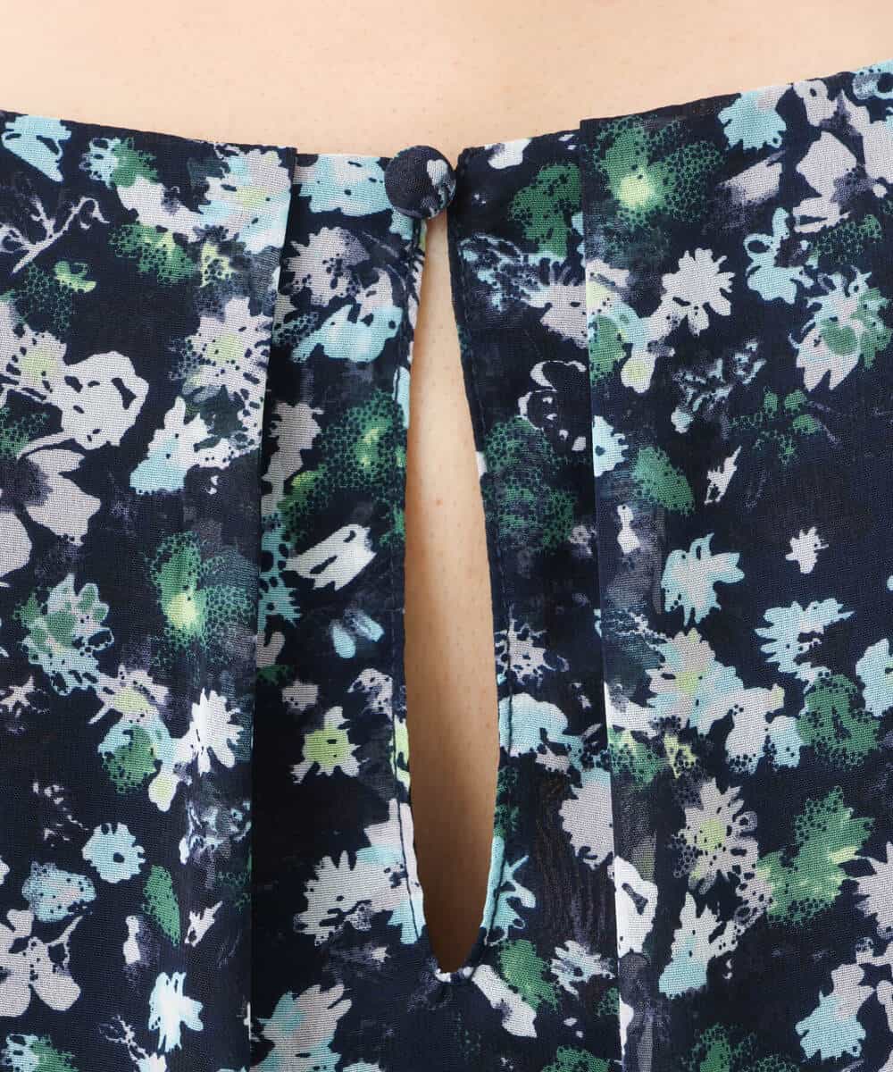 FKBGS08130 MK MICHEL KLEIN(MK ミッシェルクラン) 花柄シフォンブラウス/洗える ネイビー