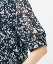 FKBGS08130 MK MICHEL KLEIN(MK ミッシェルクラン) 花柄シフォンブラウス/洗える ネイビー