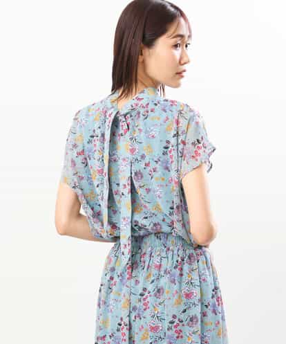 FKBGS09130  ボウタイ花柄シフォンブラウス/2way/洗える