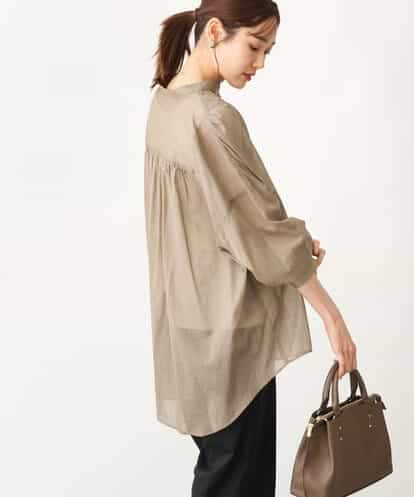 FKBGS43150 MK MICHEL KLEIN バンドカラーシアーシャツブラウス/洗える
