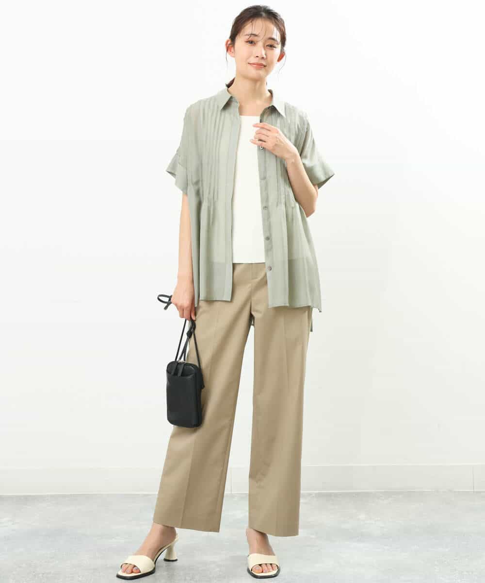 FKBGS46170 MK MICHEL KLEIN(MK ミッシェルクラン) ピンタックシャツブラウス/洗える レモン