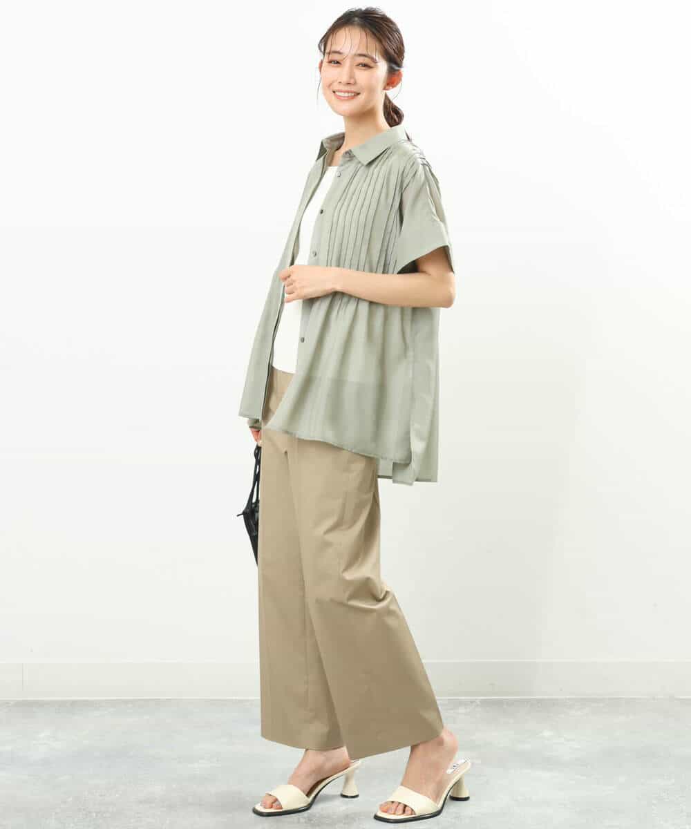 FKBGS46170 MK MICHEL KLEIN(MK ミッシェルクラン) ピンタックシャツブラウス/洗える レモン