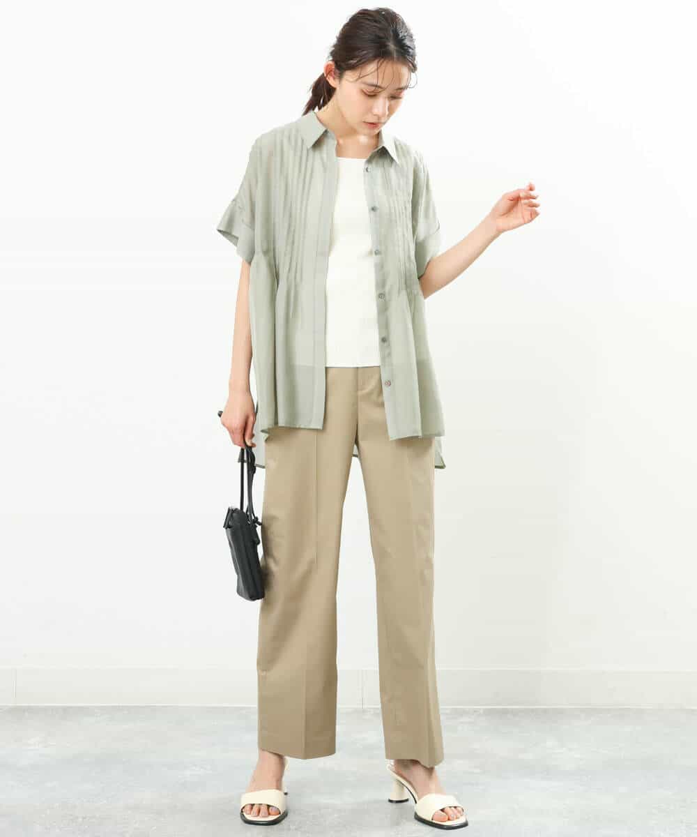FKBGS46170 MK MICHEL KLEIN(MK ミッシェルクラン) ピンタックシャツブラウス/洗える レモン