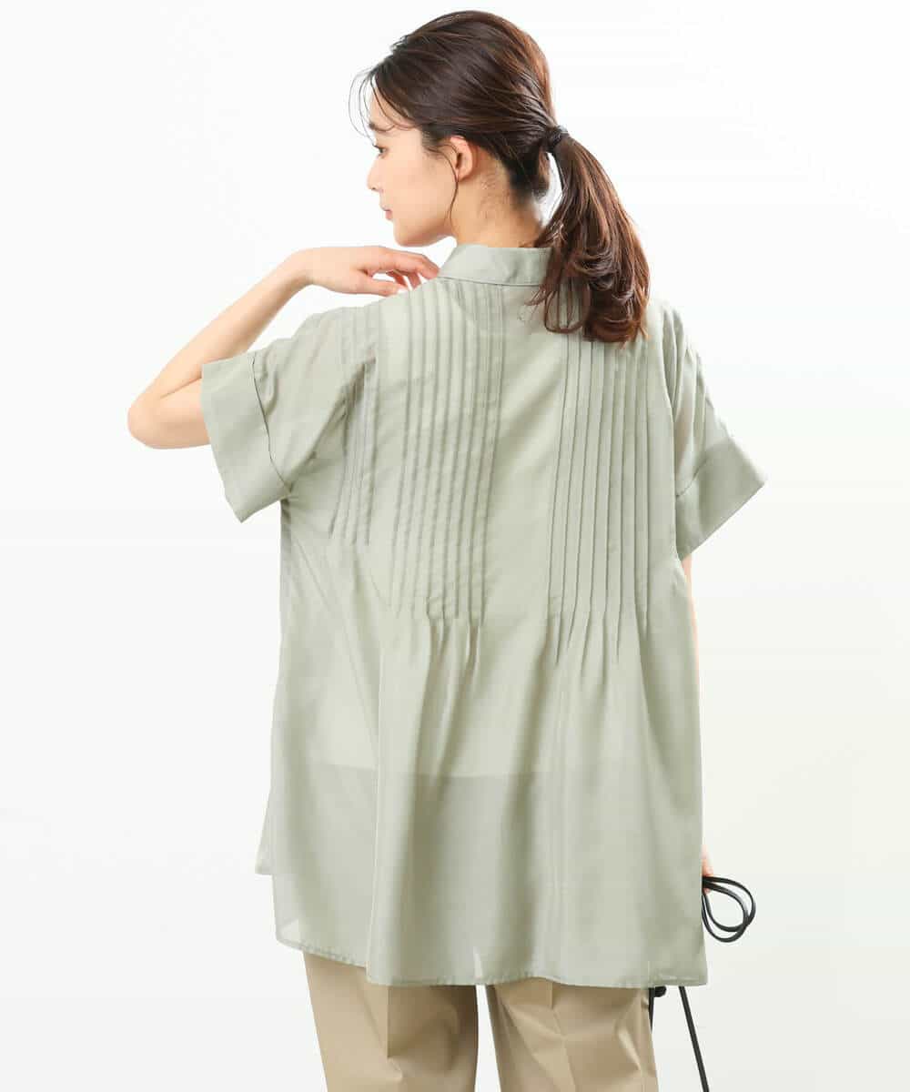 FKBGS46170 MK MICHEL KLEIN(MK ミッシェルクラン) ピンタックシャツブラウス/洗える レモン