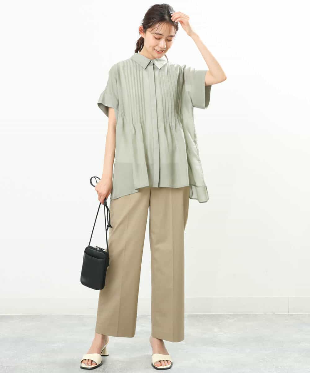 FKBGS46170 MK MICHEL KLEIN(MK ミッシェルクラン) ピンタックシャツブラウス/洗える レモン