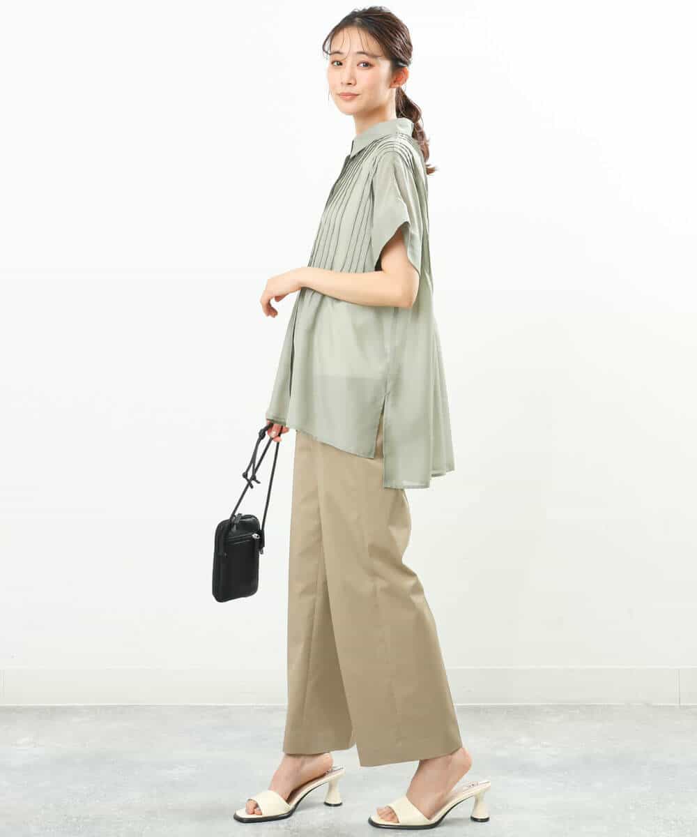 FKBGS46170 MK MICHEL KLEIN(MK ミッシェルクラン) ピンタックシャツブラウス/洗える レモン