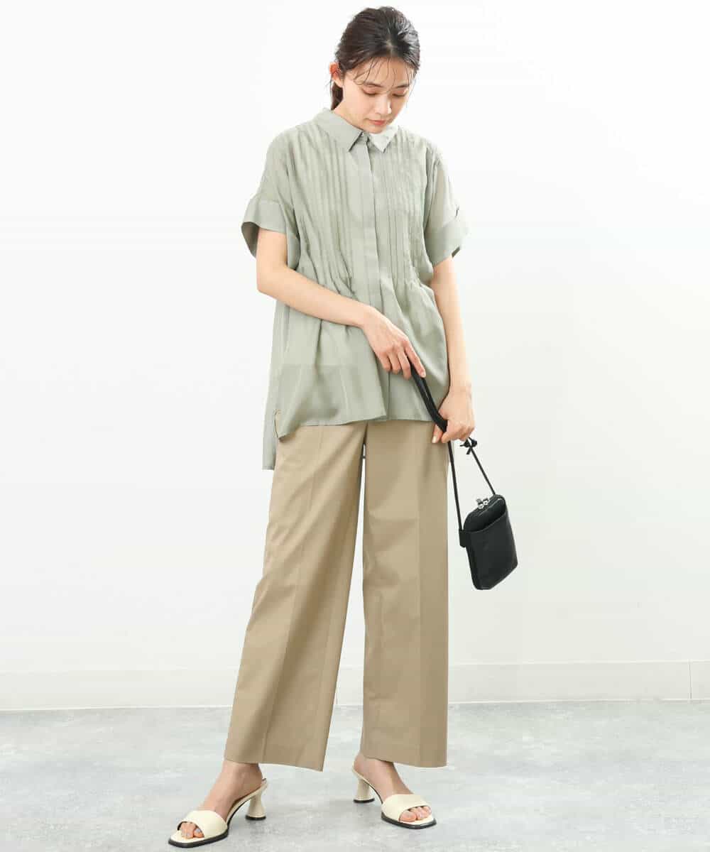 FKBGS46170 MK MICHEL KLEIN(MK ミッシェルクラン) ピンタックシャツブラウス/洗える レモン