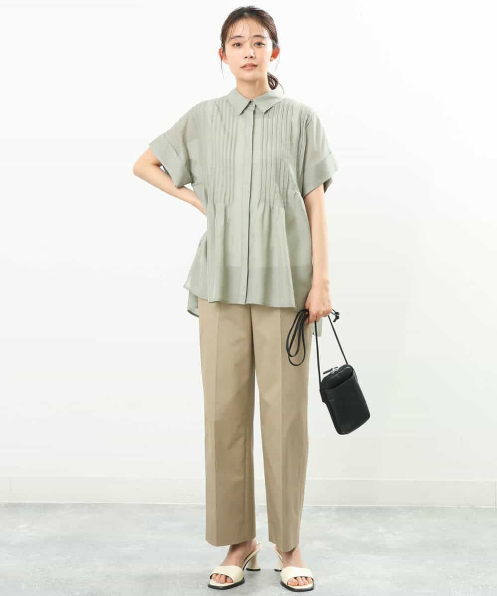 FKBGS46170 MK MICHEL KLEIN(MK ミッシェルクラン) ピンタックシャツブラウス/洗える レモン
