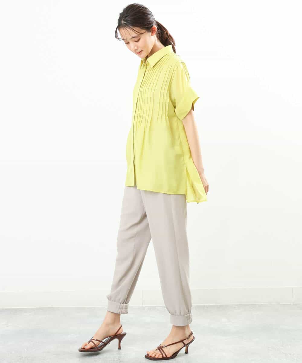 FKBGS46170 MK MICHEL KLEIN(MK ミッシェルクラン) ピンタックシャツブラウス/洗える レモン