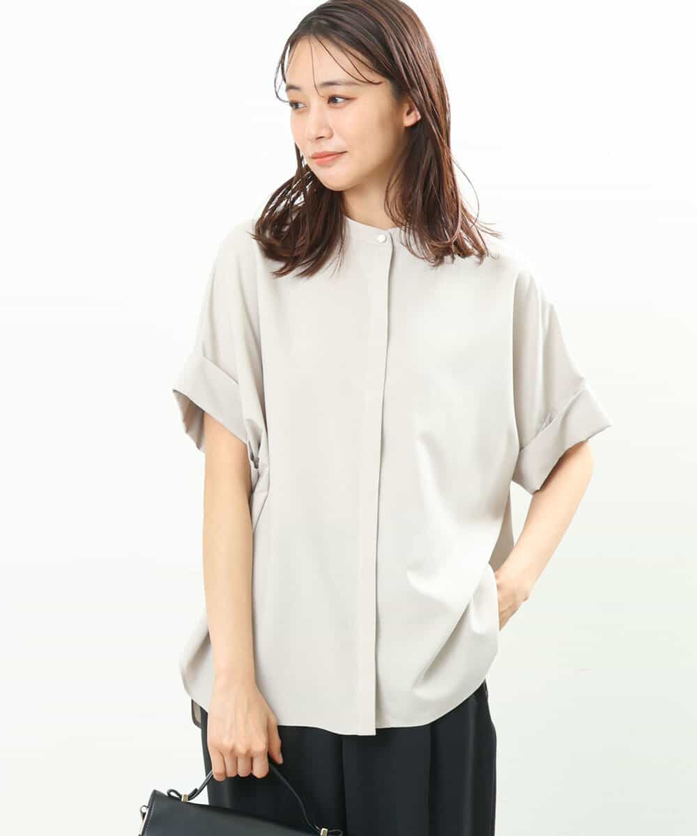 リネンライクバンドカラーシャツブラウス/洗える(ブラウス・シャツ) MK MICHEL KLEIN(MK  ミッシェルクラン)｜イトキンオンラインストア
