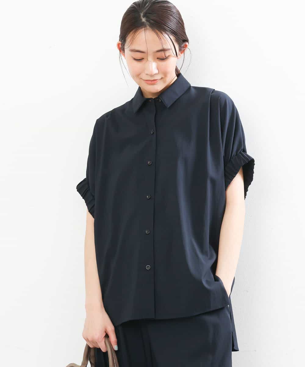 FKBGS53130 MK MICHEL KLEIN(MK ミッシェルクラン) オーバーサイズシャツブラウス/洗える ネイビー