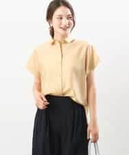 FKBGU58110 MK MICHEL KLEIN(MK ミッシェルクラン) フェイクパール釦ブラウス/洗える ライトイエロー