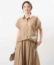 FKBGU58110 MK MICHEL KLEIN(MK ミッシェルクラン) フェイクパール釦ブラウス/洗える ライトイエロー