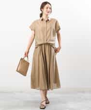 FKBGU58110 MK MICHEL KLEIN(MK ミッシェルクラン) フェイクパール釦ブラウス/洗える ライトイエロー