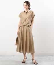 FKBGU58110 MK MICHEL KLEIN(MK ミッシェルクラン) フェイクパール釦ブラウス/洗える ライトイエロー