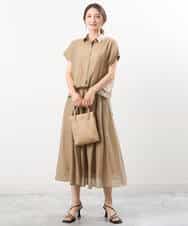 FKBGU58110 MK MICHEL KLEIN(MK ミッシェルクラン) フェイクパール釦ブラウス/洗える ライトイエロー