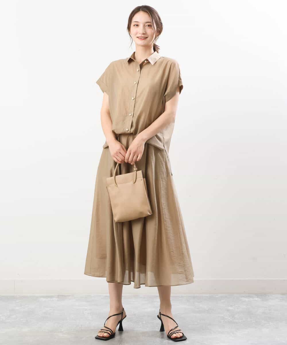 FKBGU58110 MK MICHEL KLEIN(MK ミッシェルクラン) フェイクパール釦ブラウス/洗える ライトイエロー