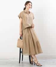 FKBGU58110 MK MICHEL KLEIN(MK ミッシェルクラン) フェイクパール釦ブラウス/洗える ライトイエロー