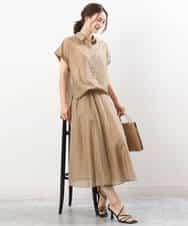 FKBGU58110 MK MICHEL KLEIN(MK ミッシェルクラン) フェイクパール釦ブラウス/洗える ライトイエロー