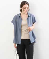 FKBGU58110 MK MICHEL KLEIN(MK ミッシェルクラン) フェイクパール釦ブラウス/洗える ライトイエロー