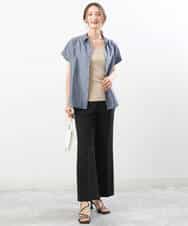 FKBGU58110 MK MICHEL KLEIN(MK ミッシェルクラン) フェイクパール釦ブラウス/洗える ライトイエロー