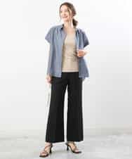 FKBGU58110 MK MICHEL KLEIN(MK ミッシェルクラン) フェイクパール釦ブラウス/洗える ライトイエロー