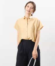 FKBGU58110 MK MICHEL KLEIN(MK ミッシェルクラン) フェイクパール釦ブラウス/洗える ライトイエロー